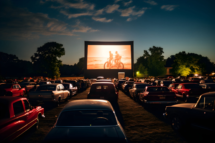 Nostalgic Evening at Drive-In Theater: A Snapshot of Timeless Americana