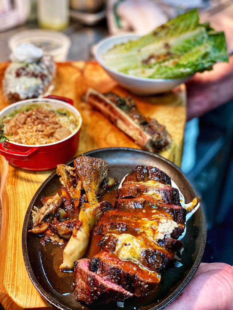 steak board at Ember & Oak