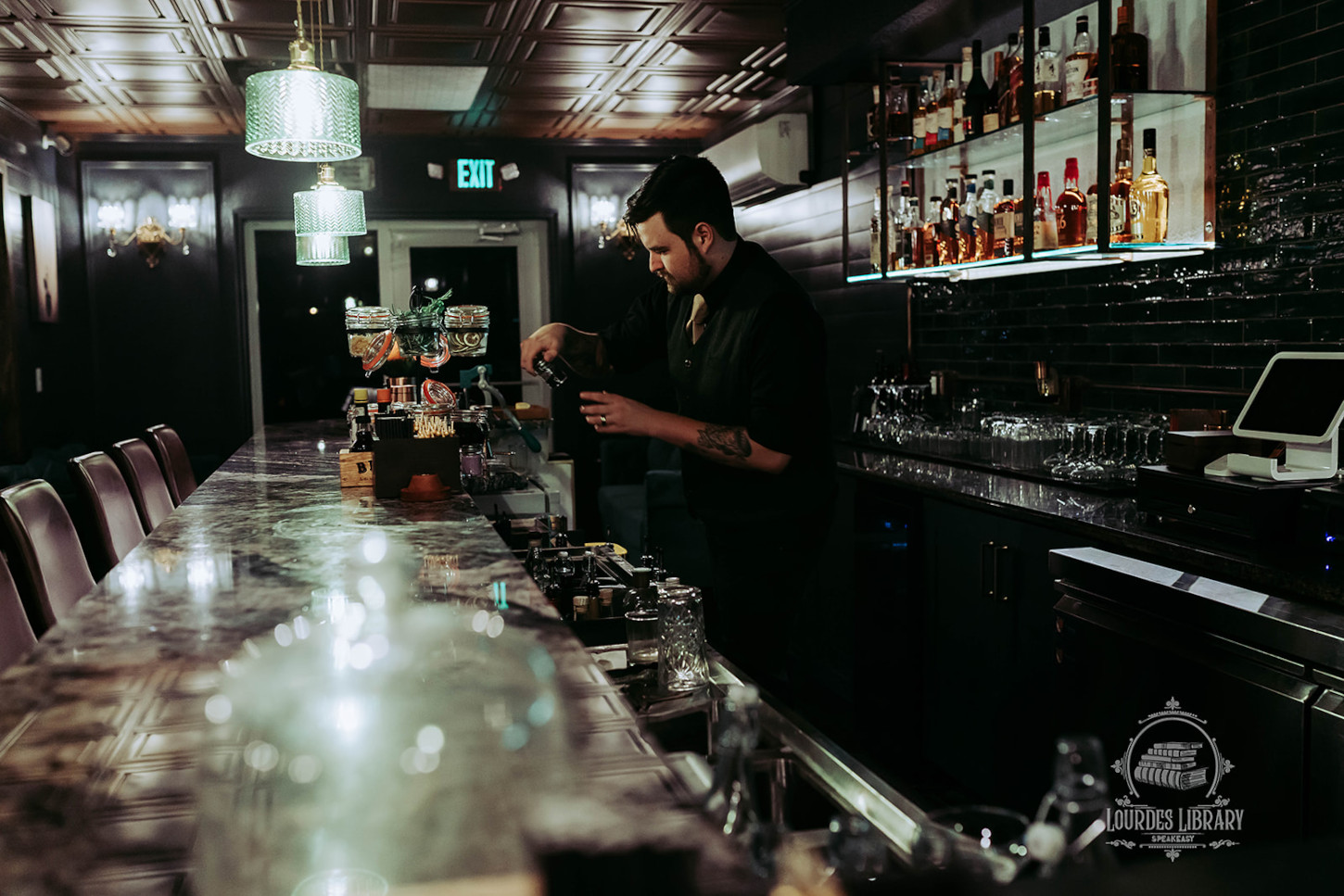 Lourdes Library interior bar area