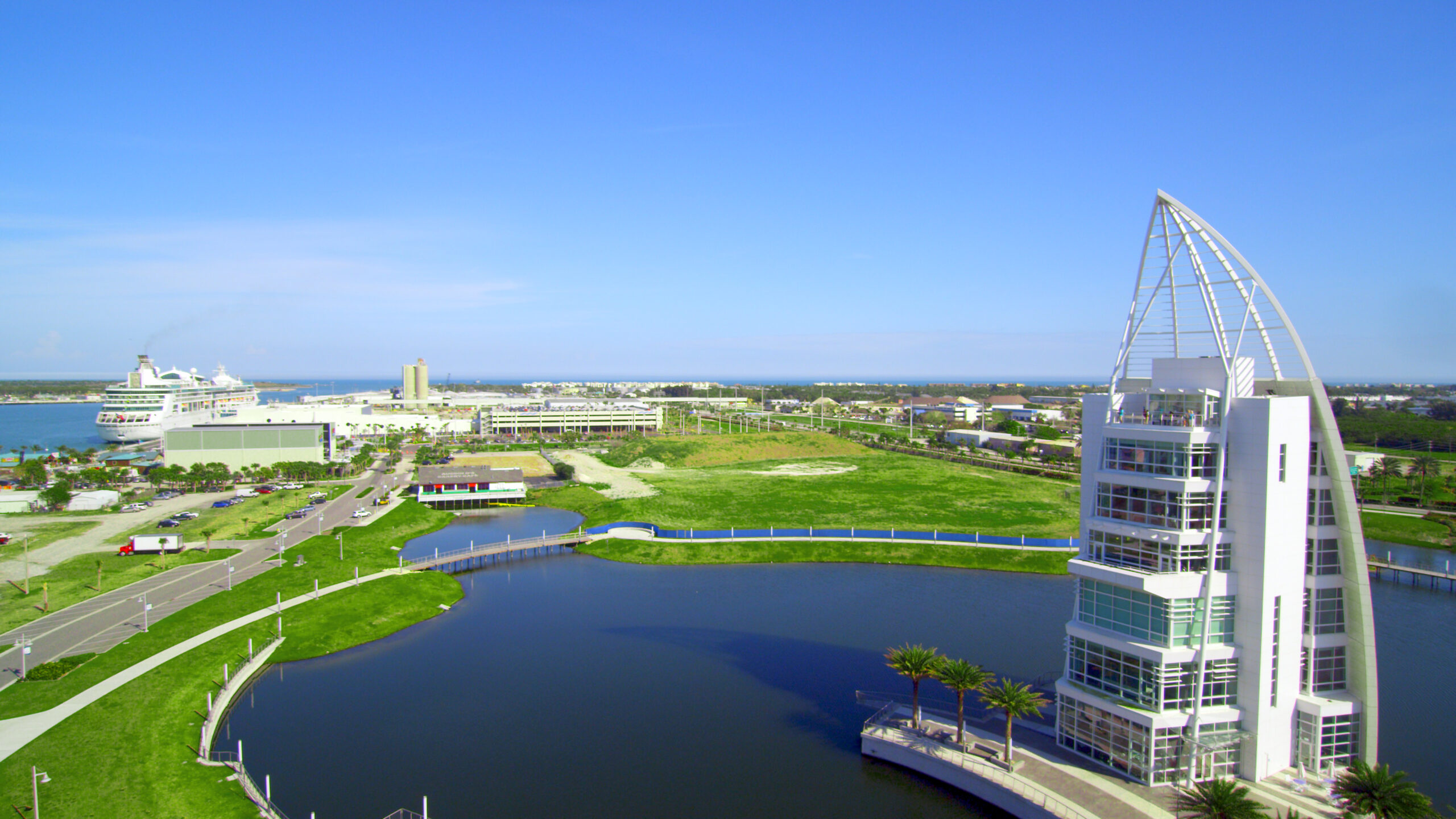 aerial view of the cove at port canaveral